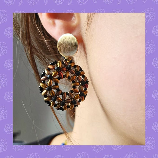 Flora øreringe – Blomsterinspirerede øreringe med Matubo og Miyuki-perler