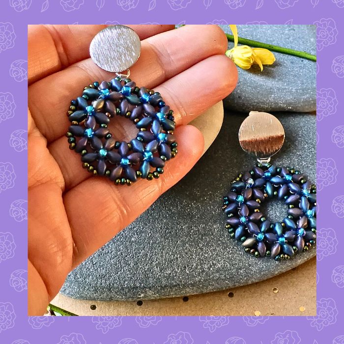 Flora øreringe – Blomsterinspirerede øreringe med Matubo og Miyuki-perler