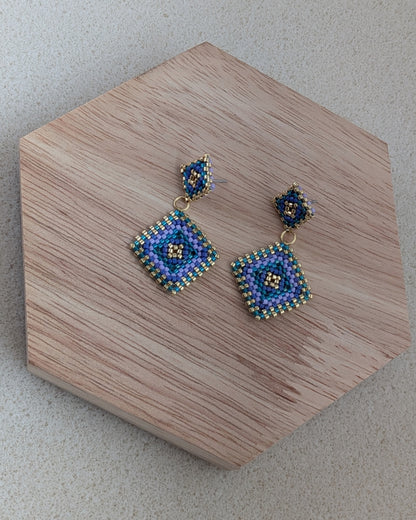 Diamantformede håndlavede øreringe med Miyuki-perler – Amelia