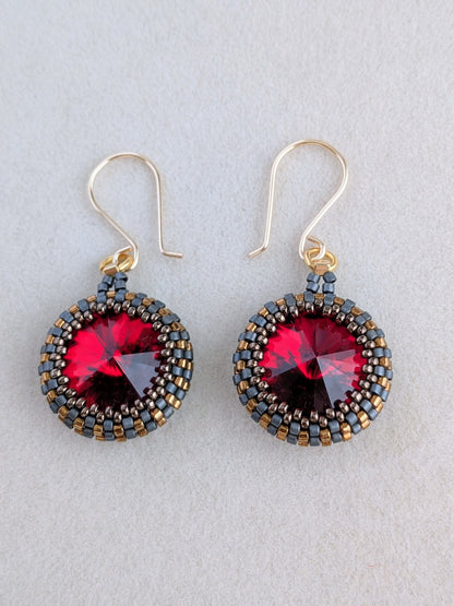 Kristaldrømme – Statement øreringe med krystal og Miyuki perler