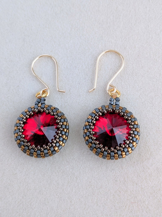 Kristaldrømme – Statement øreringe med krystal og Miyuki perler