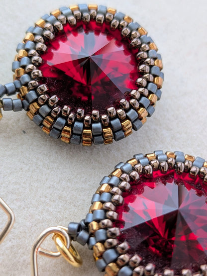 Kristaldrømme – Statement øreringe med krystal og Miyuki perler