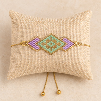 Håndlavet justerbart armbånd med Miyuki-perler – Mirada