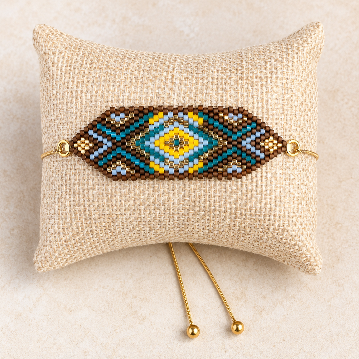 Håndlavet justerbart armbånd med Miyuki-perler – Mirada