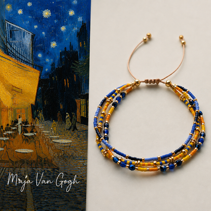 Flertrådet håndlavet armbånd med Miyuki perler og krystaller – Maja
